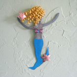 Mermaid Metal Wall Art - Pearl - Metal Mermaid Wall Sculpture Bathroom Art Blue Mermaid 1 small