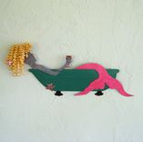 Mermaid Wall Art Decor - Anna - Bathtub Starfish Wine Blonde Handmade Reclaimed Metal Sculpture 1 small