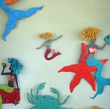Handmade Upcycled Metal Mermaid With Starfish Wall Art Sculpture 3 small