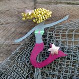 Handmade Upcycled Metal Mermaid With Starfish Wall Art Sculpture 5 small