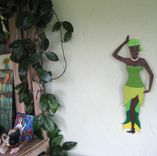 African Art Sculpture Market Lady Recycled Metal Wall Decor 3 small