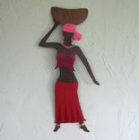 African Art Sculpture Market Lady Recycled Metal Home Wall Decor 1 small