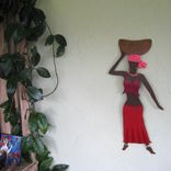 African Art Sculpture Market Lady Recycled Metal Home Wall Decor 3 small