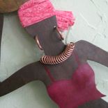 African Art Sculpture Market Lady Recycled Metal Home Wall Decor 4 small