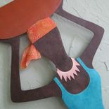 African Art Sculpture Market Lady Recycled Metal Wall Decor 2 small