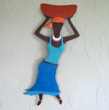 African Art Sculpture Market Lady Recycled Metal Wall Decor 1 small