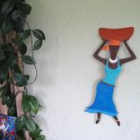 African Art Sculpture Market Lady Recycled Metal Wall Decor 3 small