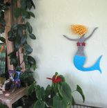 Mermaid Metal Wall Art Sea Life - Clara - Beach House Wall Decor Recycled Metal Wall Sculpture 2 small