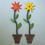 Handmade Upcycled Metal Tall Flower Wall Art Sculpture 5 small