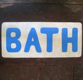 Metal Sign Wall Art - Bathroom Decor - Repurposed Metal - Wall Hanging Sculpture 6 X 17 Blue 1 small