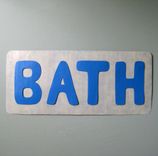 Metal Sign Wall Art - Bathroom Decor - Repurposed Metal - Wall Hanging Sculpture 6 X 17 Blue 5 small