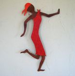 Metal Art Wall Sculpture Caribbean Dancer Upcycled Metal Wall Decor Red Orange 1 small