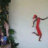 Metal Art Wall Sculpture Caribbean Dancer Upcycled Metal Wall Decor Red Orange 2 small