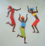 Metal Art Wall Sculpture Caribbean Dancer Upcycled Metal Wall Decor Red Orange 3 small