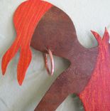 Metal Art Wall Sculpture Caribbean Dancer Upcycled Metal Wall Decor Red Orange 4 small