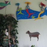 Metal Folk Art Goat Farm Animal Home Decor Reclaimed Metal Wall Sculpture Barnyard 2 small