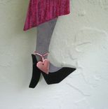 Shopper Lady Art Sculpture - Babs - Reclaimed Metal Wall Decor Blonde Pink Lime Green 4 small