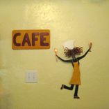 Lady Chef Recycled Metal Kitchen Wall Art Sculpture Hand Painted Red Yellow 3 small