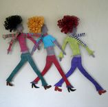 Girls Walking Whimsical Wall Sculpture Home Wall Decor - Boulevard 1 small