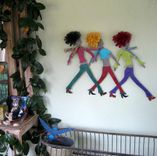 Girls Walking Whimsical Wall Sculpture Home Wall Decor - Boulevard 3 small