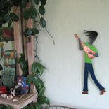 Musician Art - Guitar Guy - Metal Wall Sculpture - Reclaimed Metal Green Black 9 X 21 3 small