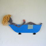 Art Metal Wall Decor Bathtub Lady Recycled Metal Wall Sculpture Bathroom Decor Blonde 1 small