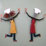 Lady Chef Recycled Metal Kitchen Wall Art Sculpture Hand Painted Red Yellow 5 small
