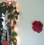 Handmade Upcycled Metal Hibiscus Wall Art Sculpture In Crimson Red 3 small