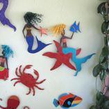 Handmade Upcycled Metal Mermaid On Starfish Wall Art Sculpture "Stella'' 1 small