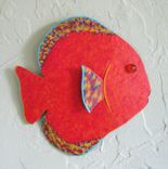 Handmade Upcycled Metal Tropical Fish Wall Art Sculpture In Red 2 small