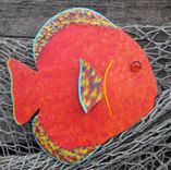 Handmade Upcycled Metal Tropical Fish Wall Art Sculpture In Red 1 small