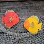 Handmade Upcycled Metal Tropical Fish Wall Art Sculpture In Red 3 small