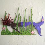 Handmade Upcycled Metal Mermaid Swimmer Wall Art Sculpture 1 small