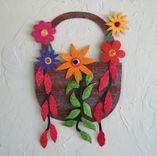 Handmade Upcycled Metal Basket Of Flowers Wall Art Sculpture 1 small