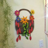 Handmade Upcycled Metal Basket Of Flowers Wall Art Sculpture 4 small