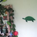 Handmade Upcycled Metal Green Turtle Wall Art Sculpture "Charlie'' 1 small