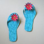 Handmade Upcycled Metal Pair Of Flip-Flops Wall Art Sculpture In Blue 1 small