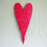 Handmade Upcycled Metal Valentine's Heart Wall Decor In Coral Magenta 1 small