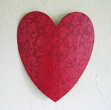 Handmade Upcycled Metal Valentine's Heart Wall Decor In Coral Magenta 3 small