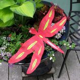 Handmade Upcycled Metal Dragonfly Sculpture In Red 3 small