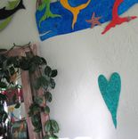 Handmade Upcycled Metal Valentine's Heart Wall Decor In Teal 2 small