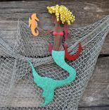 Handmade Upcycled Metal Mermaid With Seahorse Wall Art Sculpture "Roxanne'' 3 small