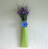 Handmade Upcycled Metal Wall Sconce With Blue Flower 1 small