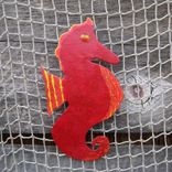 Handmade Upcycled Metal Seahorse Wall Art Sculpture In Red 4 small
