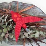 Handmade Upcycled 3d Metal Grasshopper Sculpture In Red 3 small