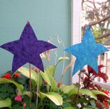 Handmade Upcycled Turquoise And Blue Metal Star Garden Stakes In Set Of Two 2 small