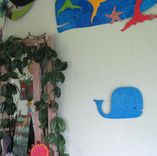 Handmade Upcycled Metal Whale Wall Art Sculpture In Aqua Blue "Milo'' 4 small