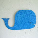 Handmade Upcycled Metal Whale Wall Art Sculpture In Aqua Blue "Milo'' 1 small