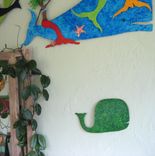 Handmade Upcycled Metal Whale Wall Art Sculpture In Green 2 small