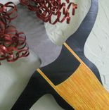 Large Chef Art Sculpture Hand Painted Dancing Lady Wallor Reclaimed Metal Red Head 19 X 31 2 small